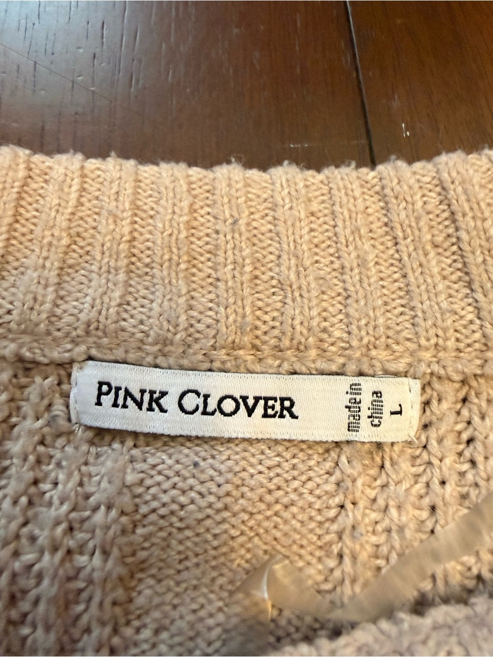 Pink Clover Light Beige Ribbed Raglan Pullover Sweater - Picture 2 of 15